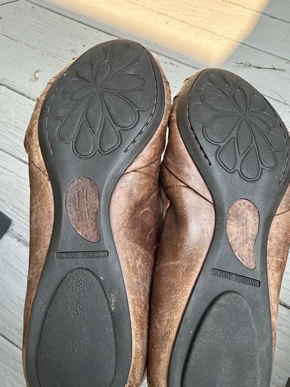 Born Brown Leather Knot-Front Ballet Flats